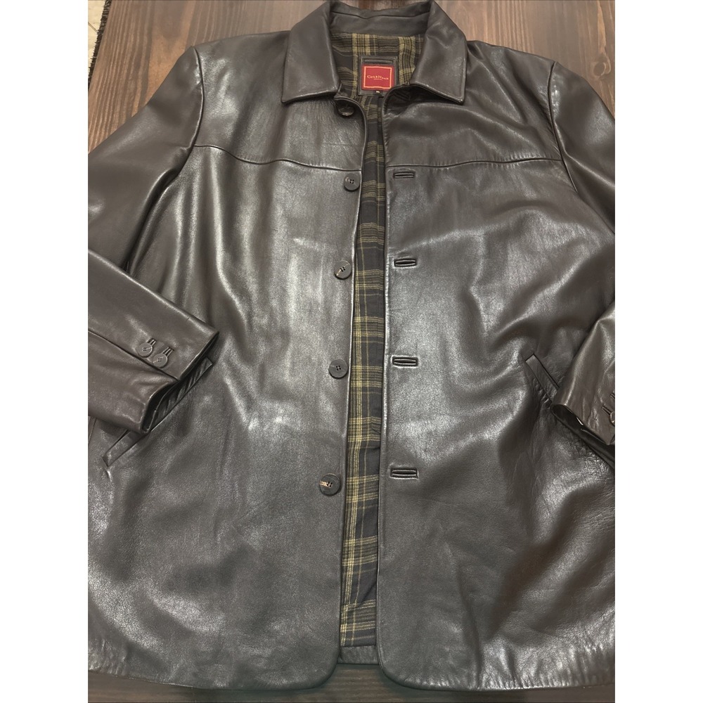 Cole Haan Country Leather Car Coat Brown Lined Soft Business City XL